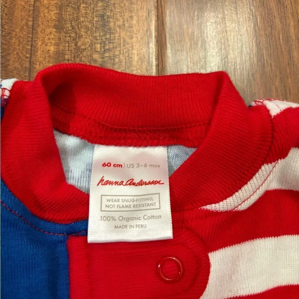 Hanna Andersson USA American Flag Night Night Sleeper Footless Pajamas NWT